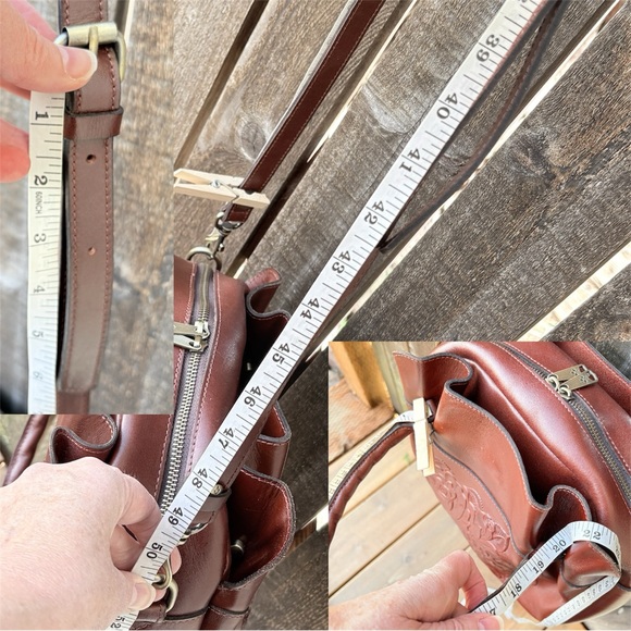 Patricia Nash Ashford Rose Tooled Leather Crossbody Satchel In British Tan - Picture 11 of 16